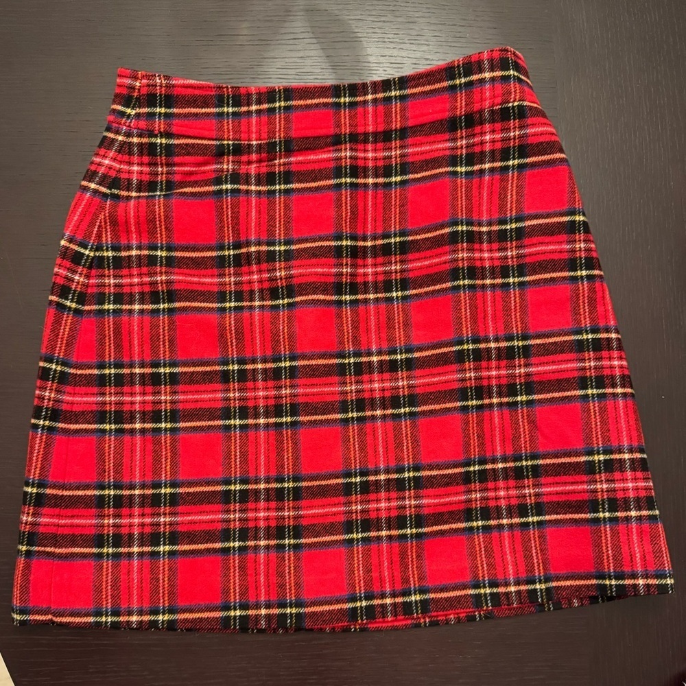 NWT J Crew A-Line Tartan Wool Blend Red Plaid Skirt 8 zipper broken - Picture 5 of 8
